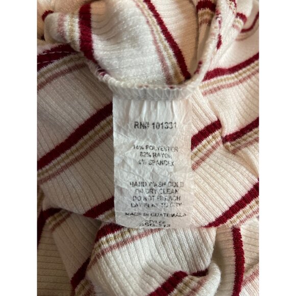 Charlotte Russe Womens Bodysuit Small White Red Striped Sleeveless Wrap Ribbed - Picture 6 of 7